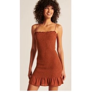 Abercrombie rust smocked mini dress